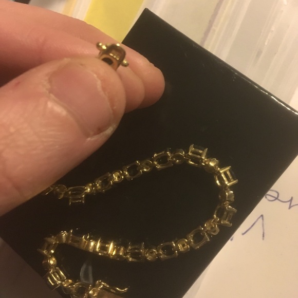 18 k yellow gold diamond sapphire bracelet - Picture 4 of 4
